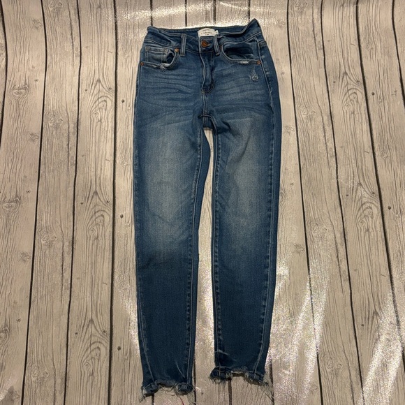 Boheme Dark Blue Skinny Jeans premium denim size 23 raw hem - Picture 2 of 9